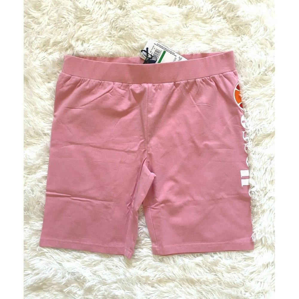 Ellesse Heritage Large Sea Pink Logo Cotton Bike Cycle Shorts